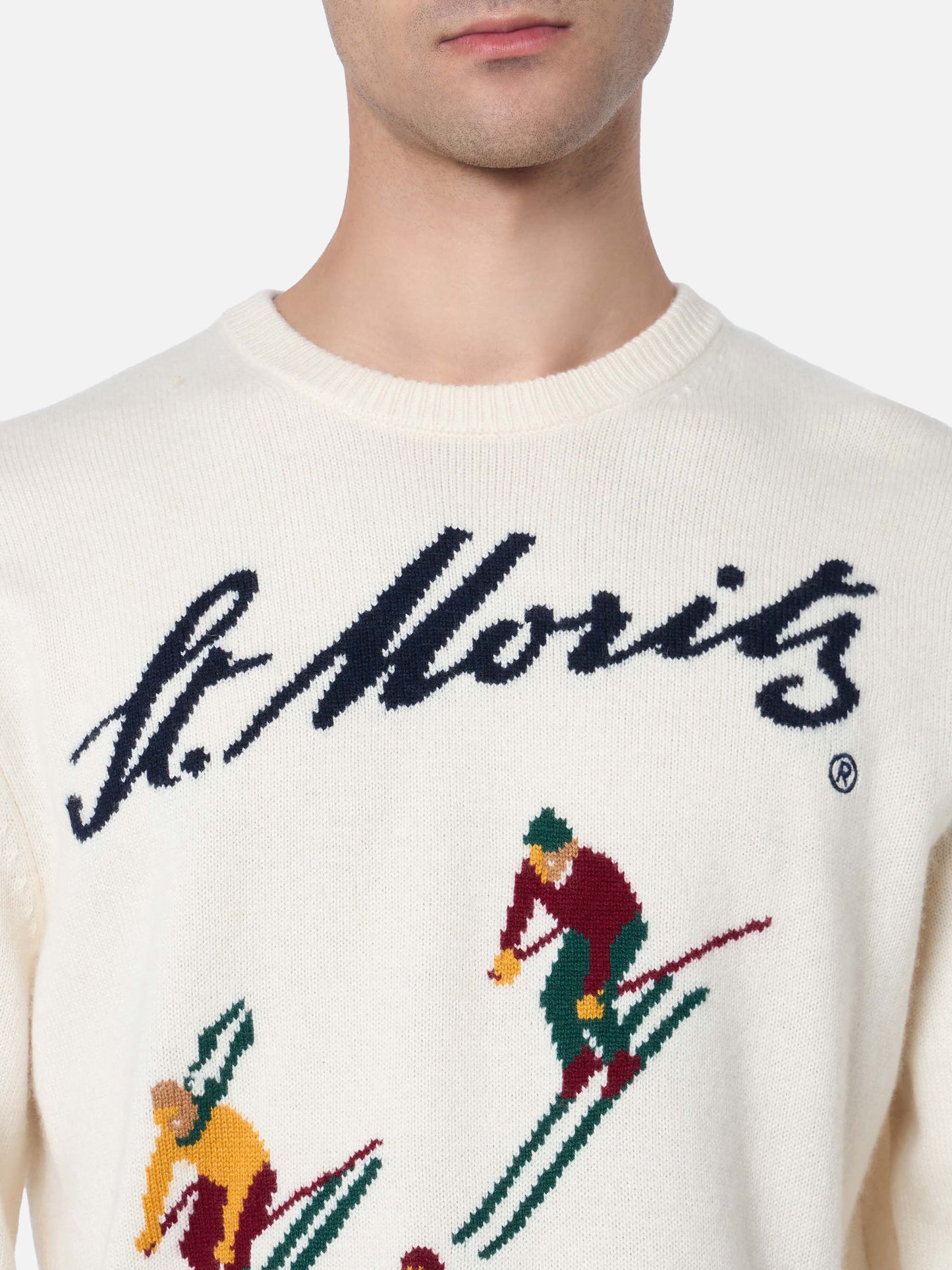 Man white sweater Heron with St. Moritz jacquard | ST. MORITZ TOP OF THE WORLD SPECIAL EDITION - MC2 Saint Barth
