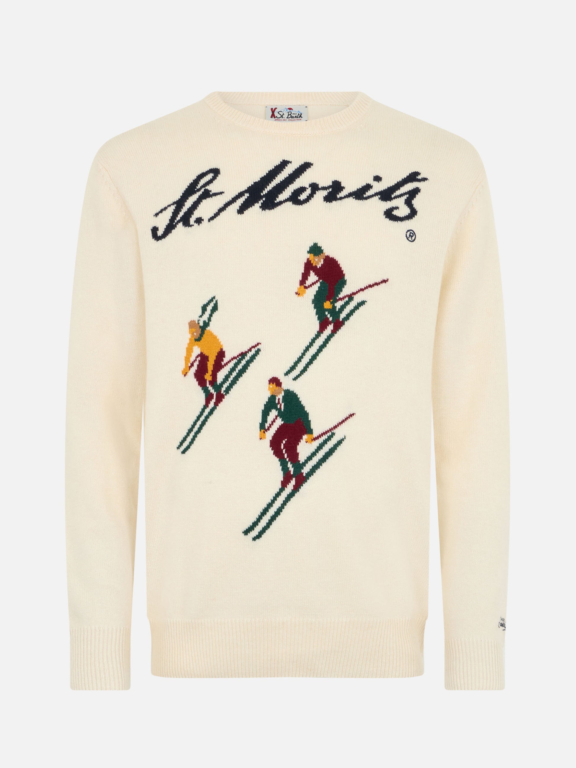 Man white sweater Heron with St. Moritz jacquard | ST. MORITZ TOP OF THE WORLD SPECIAL EDITION - MC2 Saint Barth