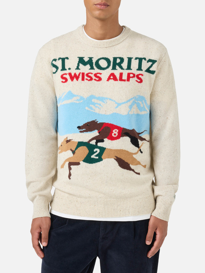 Maglia Heron donegal cartolina St. Moritz bianco