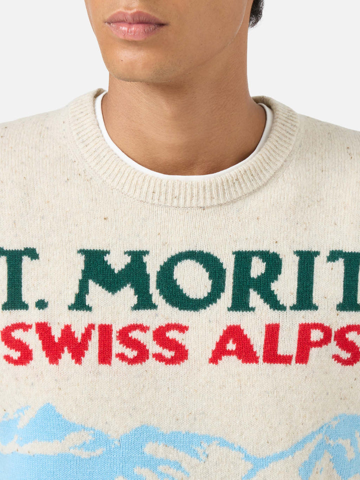 Maglia Heron donegal cartolina St. Moritz bianco