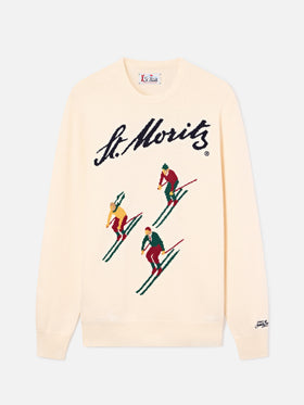 Pull en maille à col rond Grey Heron avec intarsia St. Moritz | Special edition 