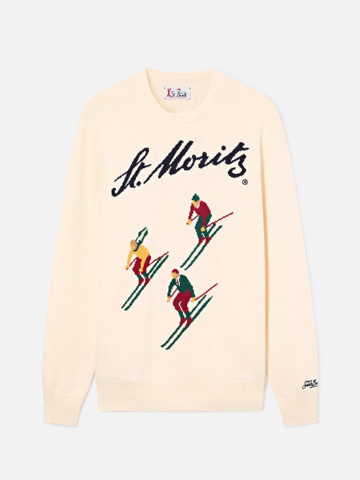 Pull en maille à col rond Grey Heron avec intarsia St. Moritz | Special edition 