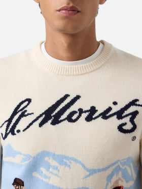 Pull col rond Grey Heron en maille avec intarsia St. Moritz | Special edition 