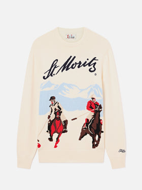 Pull col rond Grey Heron en maille avec intarsia St. Moritz | Special edition 