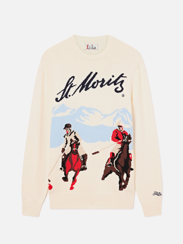 Pull col rond Grey Heron en maille avec intarsia St. Moritz | Special edition 