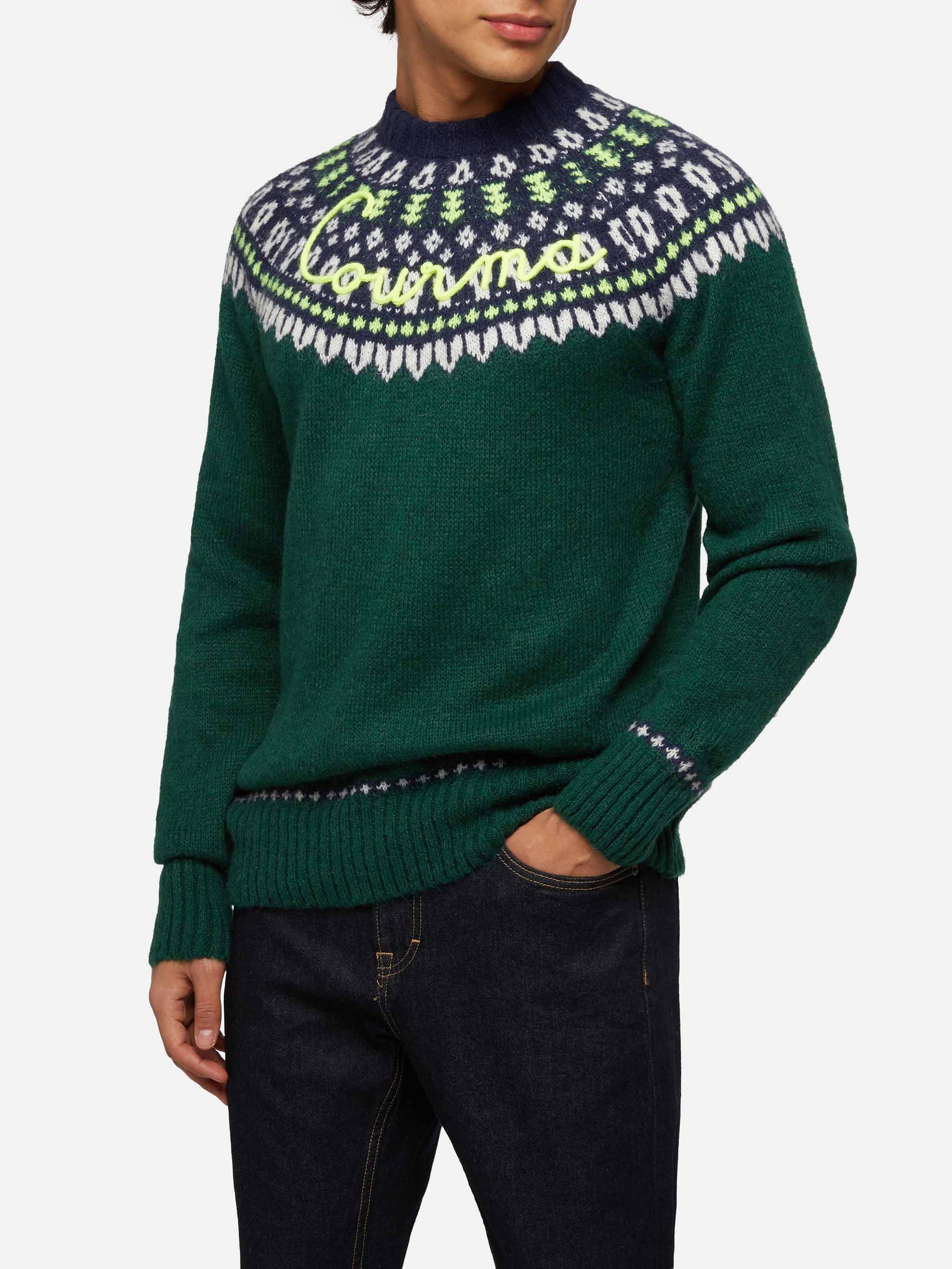 Alpaca sweater Heron Nordic Soft with fair isle jacquard and Courma embroidery - MC2 Saint Barth