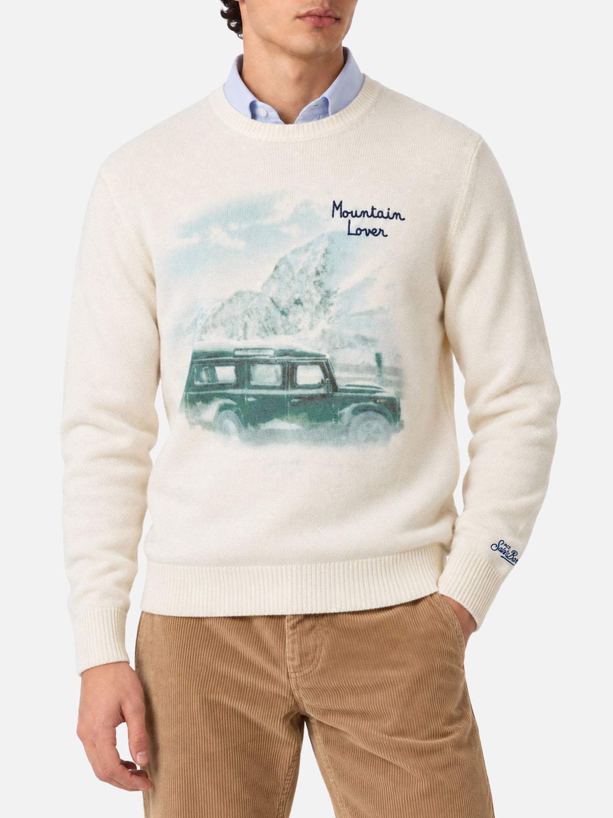 Pull à col rond Heron avec imprimé et broderie Mountain lover 