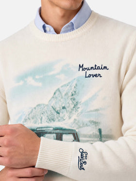 Pull à col rond Heron avec imprimé et broderie Mountain lover 