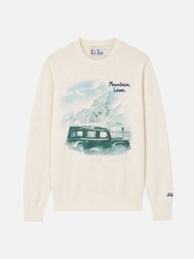 Pull à col rond Heron avec imprimé et broderie Mountain lover 