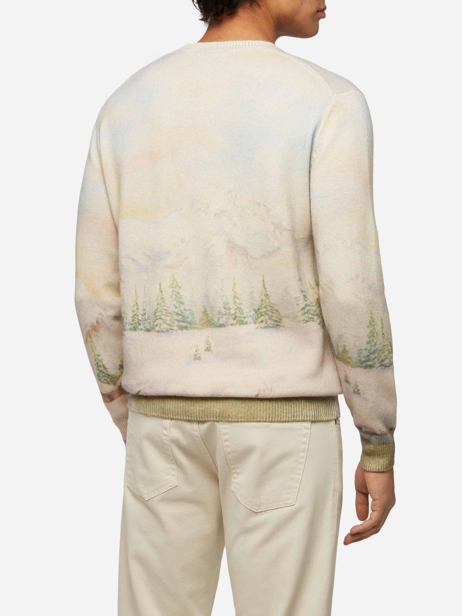 Crewneck sweater Heron with landscape print and Weekend mood embroidery - MC2 Saint Barth