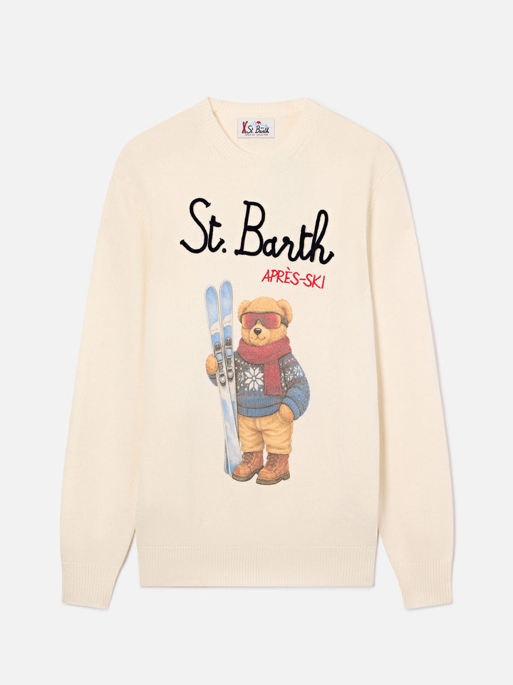 Jersey de punto con cuello redondo Grey Heron con intarsia y bordado de osito teddy bear 