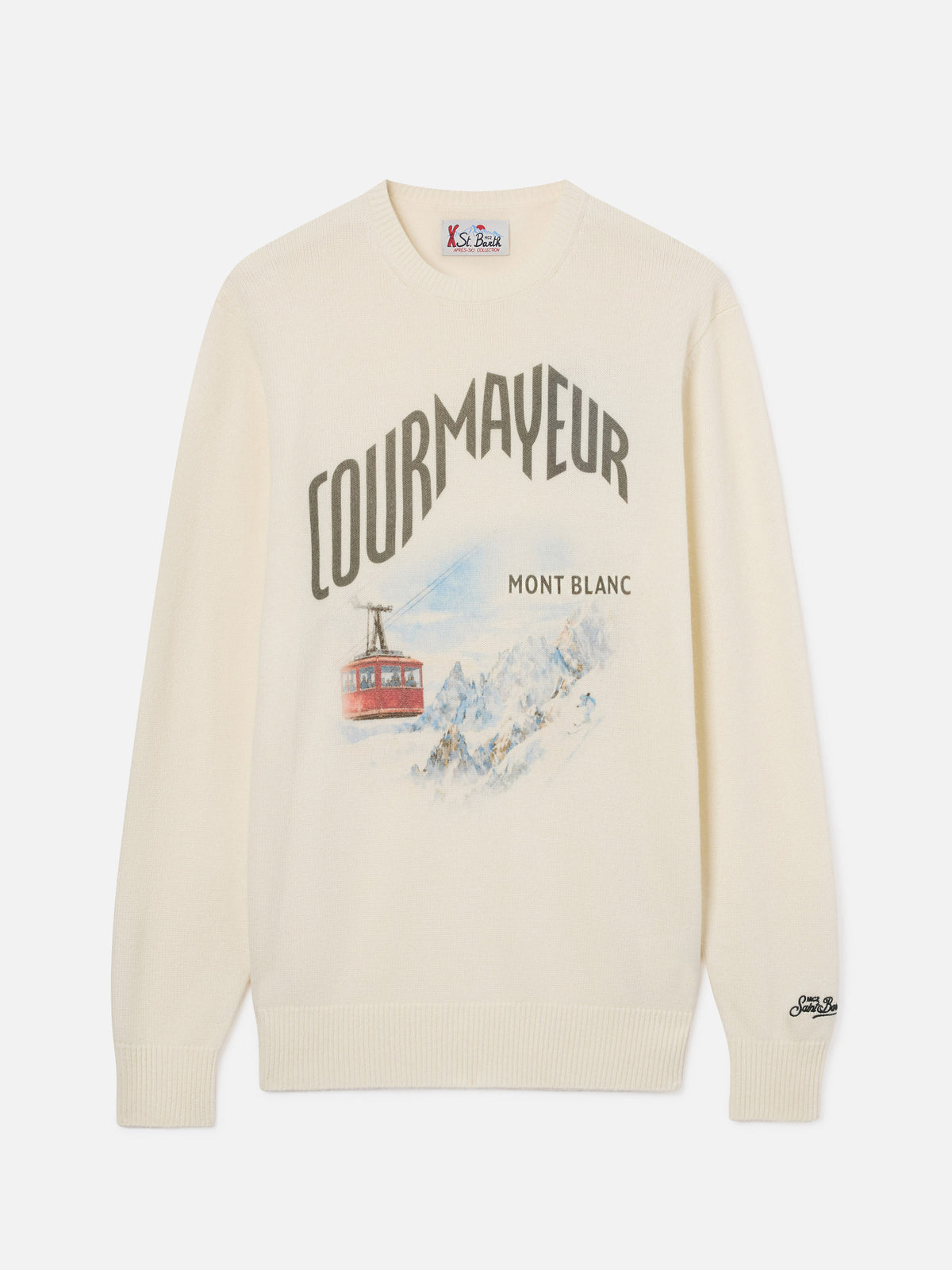 Grey Heron wool and cashmere blend crewneck with Courmayeur intarsia | Special edition