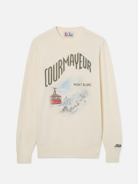 Grey Heron wool and cashmere blend crewneck with Courmayeur intarsia | Special edition