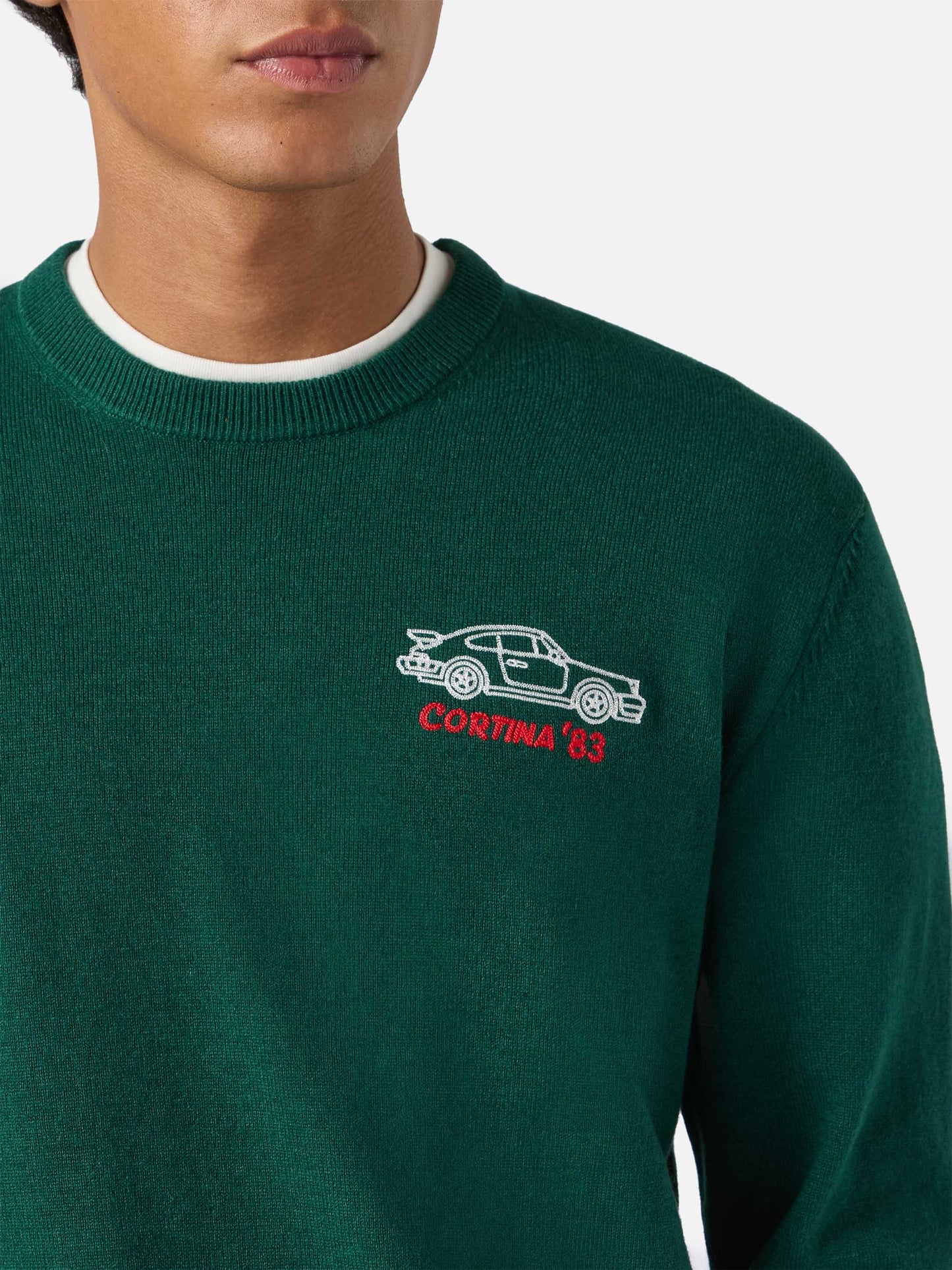Crewneck sweater Heron Light with Cortina '83 embroidery