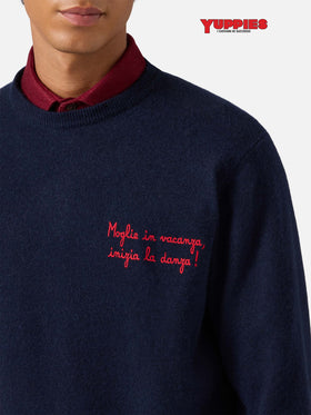 Crewneck sweater Heron Light with Moglie in vacanza inizia la danza embroidery | YUPPIES SPECIAL EDITION