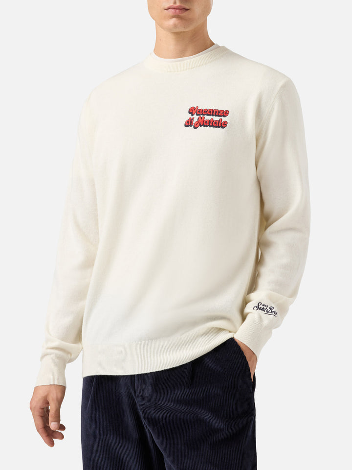 Crewneck sweater Heron Light with Vacanze di Natale embroidery | VACANZE DI NATALE SPECIAL EDITION
