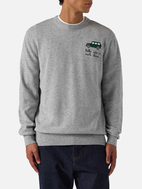 Crewneck sweater Heron Light with Nella vita ci vuole classe embroidery