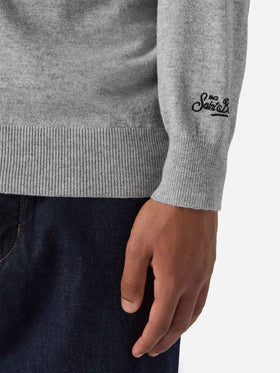 Crewneck sweater Heron Light with Il mare d'inverno embroidery