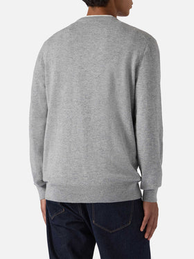 Crewneck sweater Heron Light with Il mare d'inverno embroidery