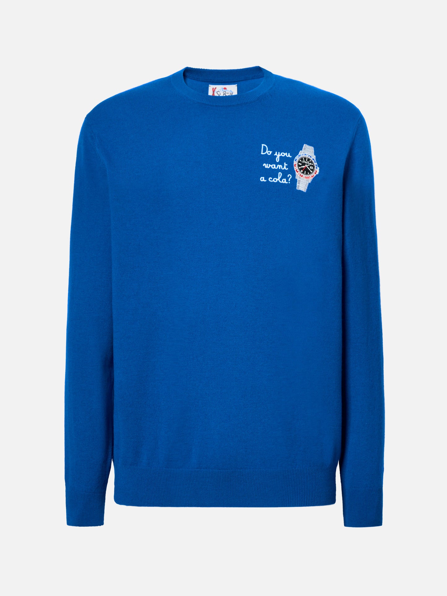 Crewneck sweater Heron Light with Do you want a cola? embroidery