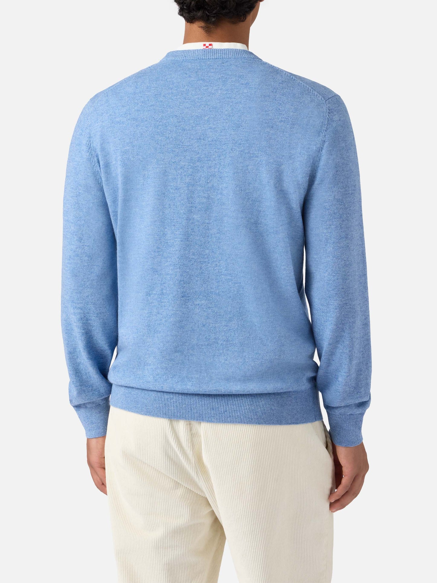 Crewneck sweater Heron Light with La felicità è nelle piccole cose embroidery