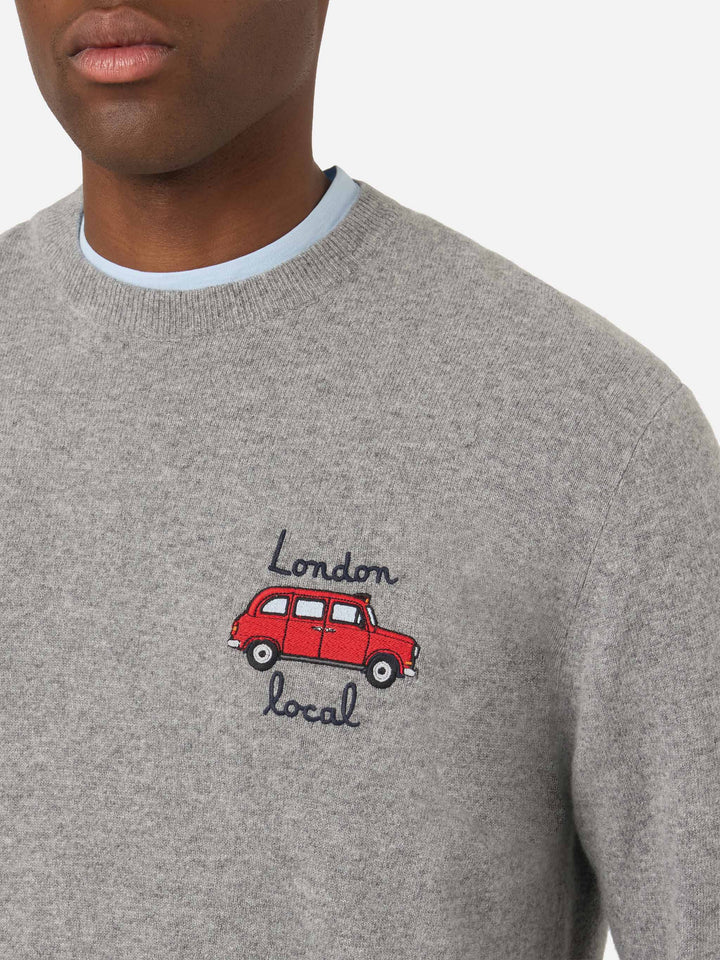 Grey Heron Rundhals-Pullover aus leichter Woll- und Kaschmirmischung mit Mini-Stickerei | Special edition 