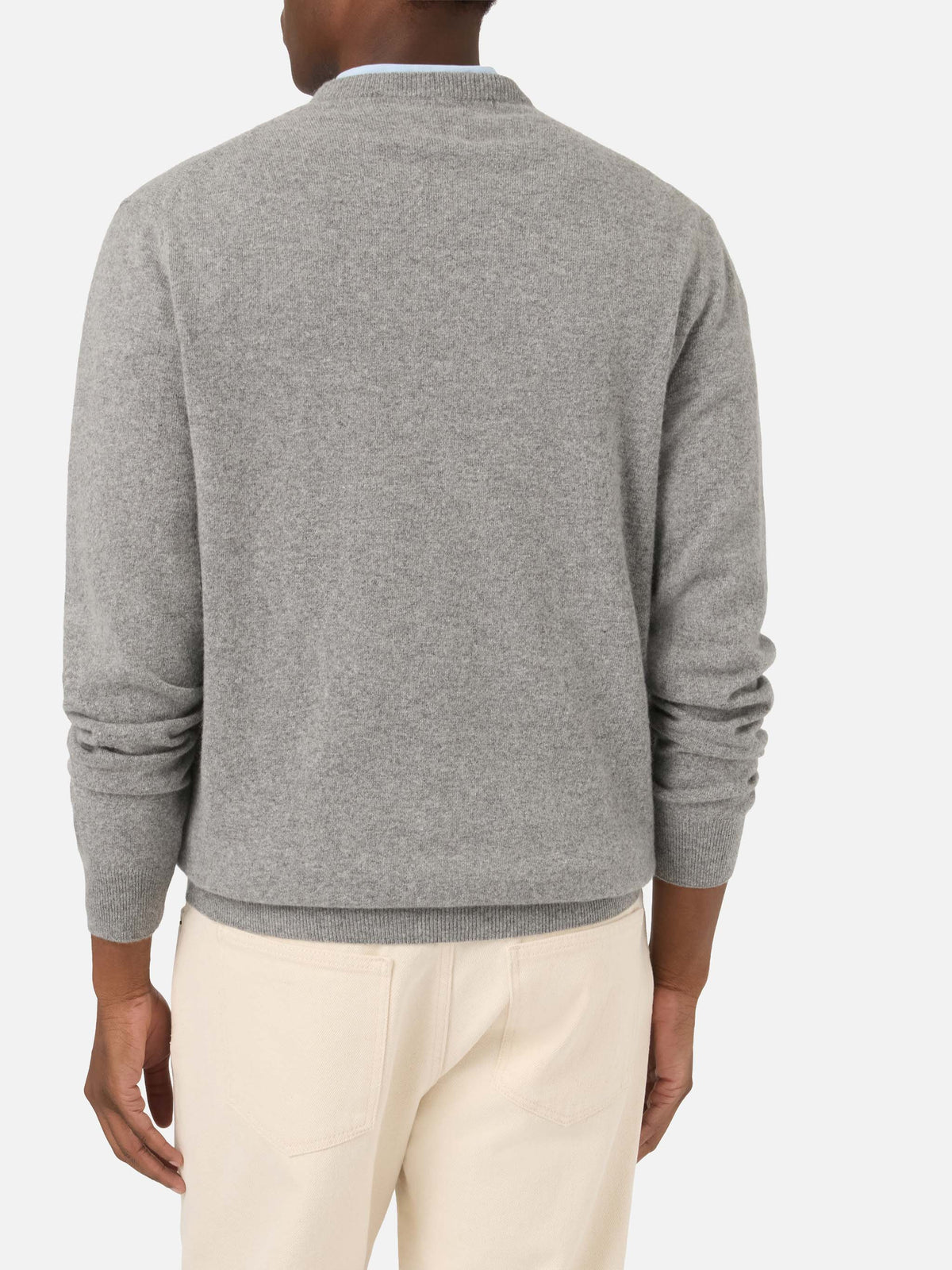 Maglia girocollo Heron Light grigia in misto lana e cashmere con ricamo Mini | Special edition