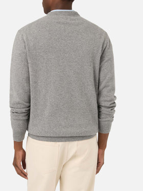 Maglia girocollo Heron Light grigia in misto lana e cashmere con ricamo Mini | Special edition