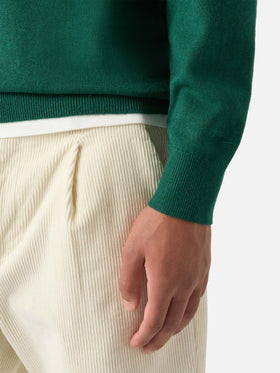 Green Heron jersey de cuello redondo en mezcla de lana ligera y cachemir con bordado de Scrooge McDuck | Special edition 