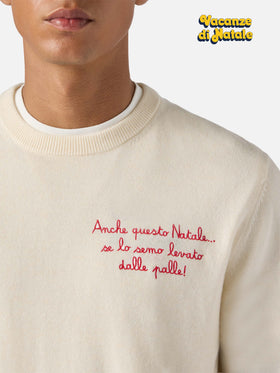 Maglione a girocollo Heron Light con ricamo Anche questo Natale se lo semo levato dalle palle! | VACANZE DI NATALE SPECIAL EDITION