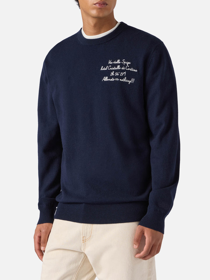 Maglione a girocollo Heron Light con ricamo Via della Spiga… Alboreto is nothing! | VACANZE DI NATALE SPECIAL EDITION