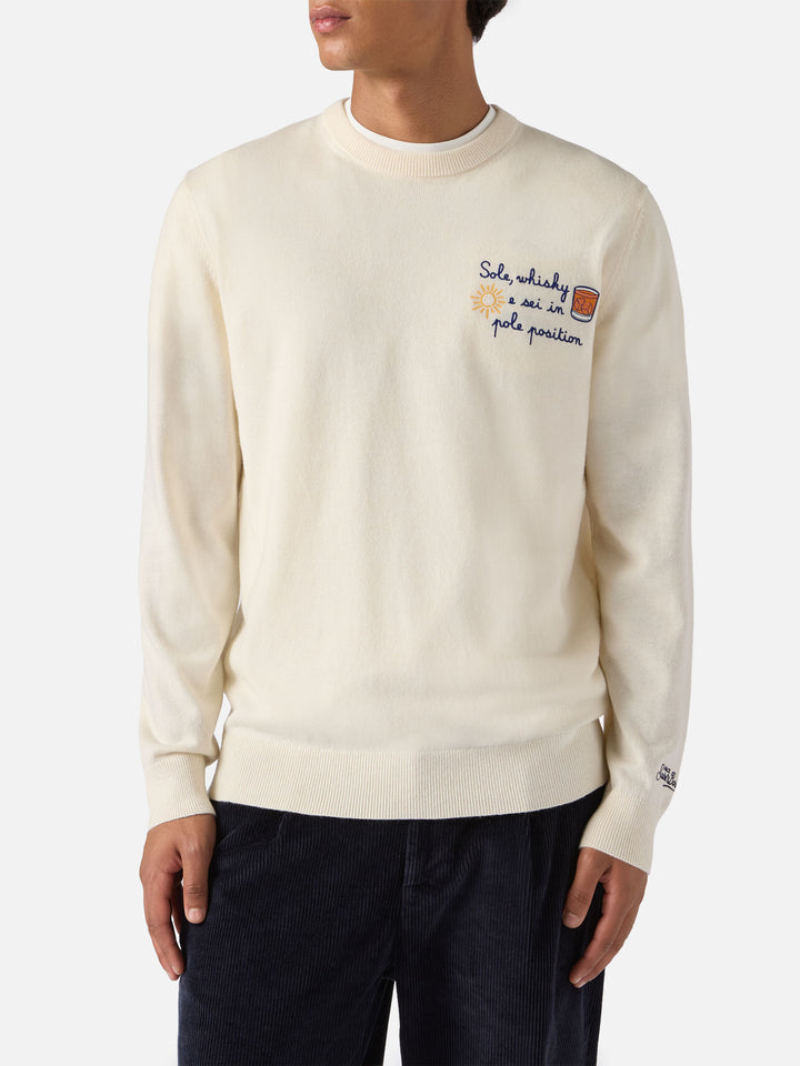 Crewneck sweater Heron Light with Sole, wishky e sei in pole position! embroidery | VACANZE DI NATALE SPECIAL EDITION