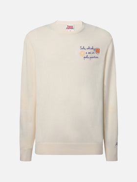 Crewneck sweater Heron Light with Sole, wishky e sei in pole position! embroidery | VACANZE DI NATALE SPECIAL EDITION