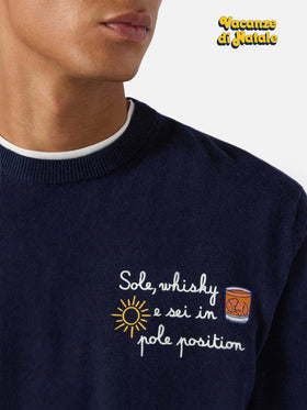 Maglione a girocollo Heron Light con ricamo Sole, wishky e sei in pole position! | VACANZE DI NATALE SPECIAL EDITION