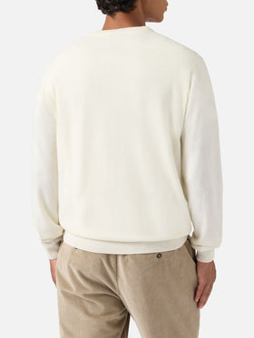 Crewneck sweater Heron Light with E nun m'angoscià embroidery | VACANZE DI NATALE SPECIAL EDITION