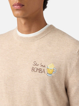 Crewneck sweater Heron Light with Sto na bomba embroidery