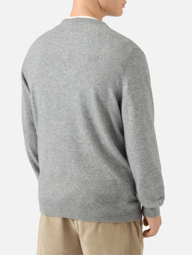Heron Light sweater in grey 100% CASHMERE with St. Moritz intarsia | ST. MORITZ TOP OF THE WORLD