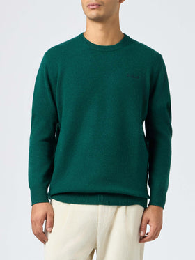 Man crewneck green sweater with St. Barth embroidery - MC2 Saint Barth