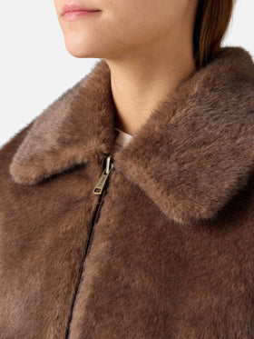 Gilet réversible ciré Hesketh marron foncé avec fausse fourrure 