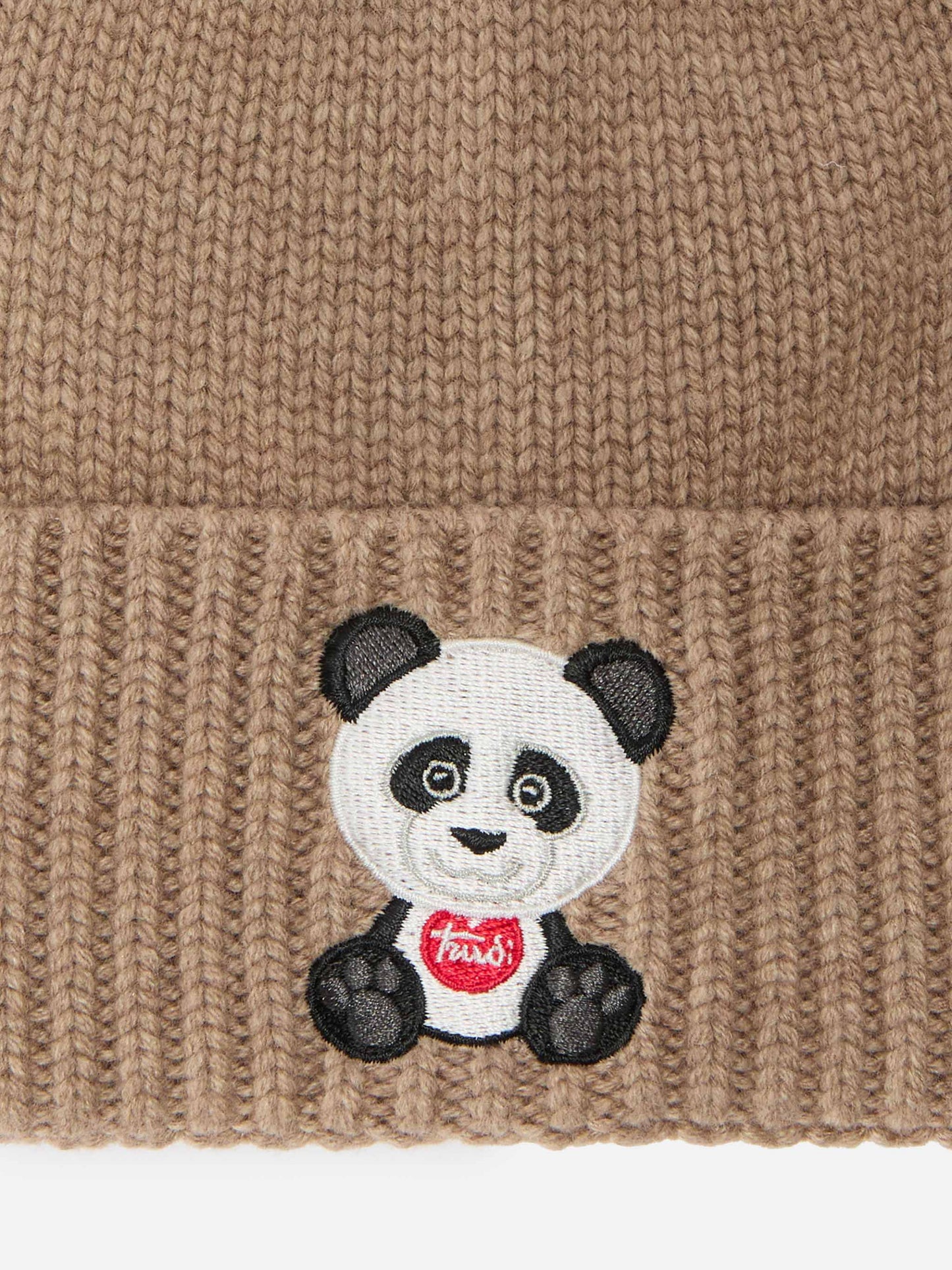Holden cashmere-blend beanie in beige with Trudi Panda embroidery | TRUDI SPECIAL EDITION