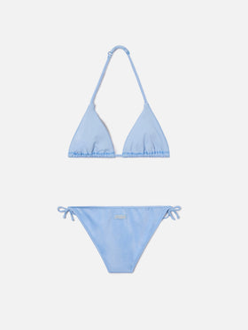 Holly light blue glossy finish bikini and strass details