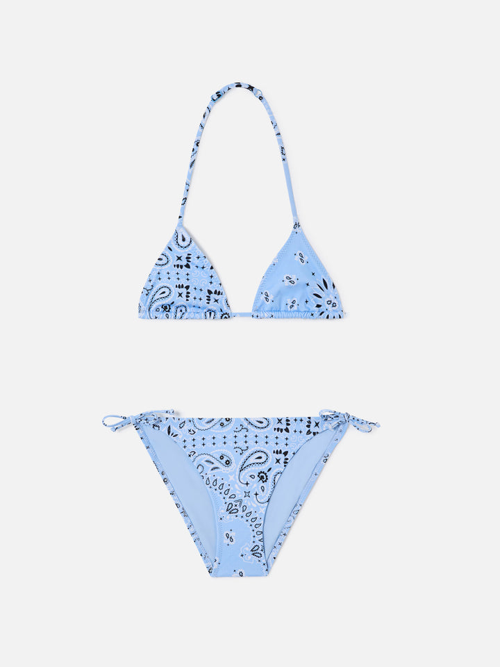 Holly Triangel-Bikini mit hellblauem Bandana-Print 
