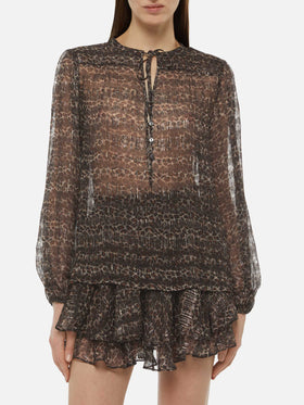 Harper silk voile blouse in lurex silk voile with animalier print - MC2 Saint Barth