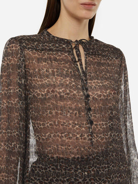 Harper silk voile blouse in lurex silk voile with animalier print - MC2 Saint Barth