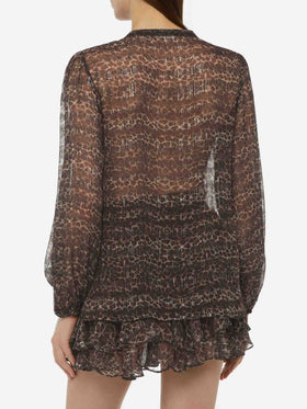 Harper silk voile blouse in lurex silk voile with animalier print - MC2 Saint Barth