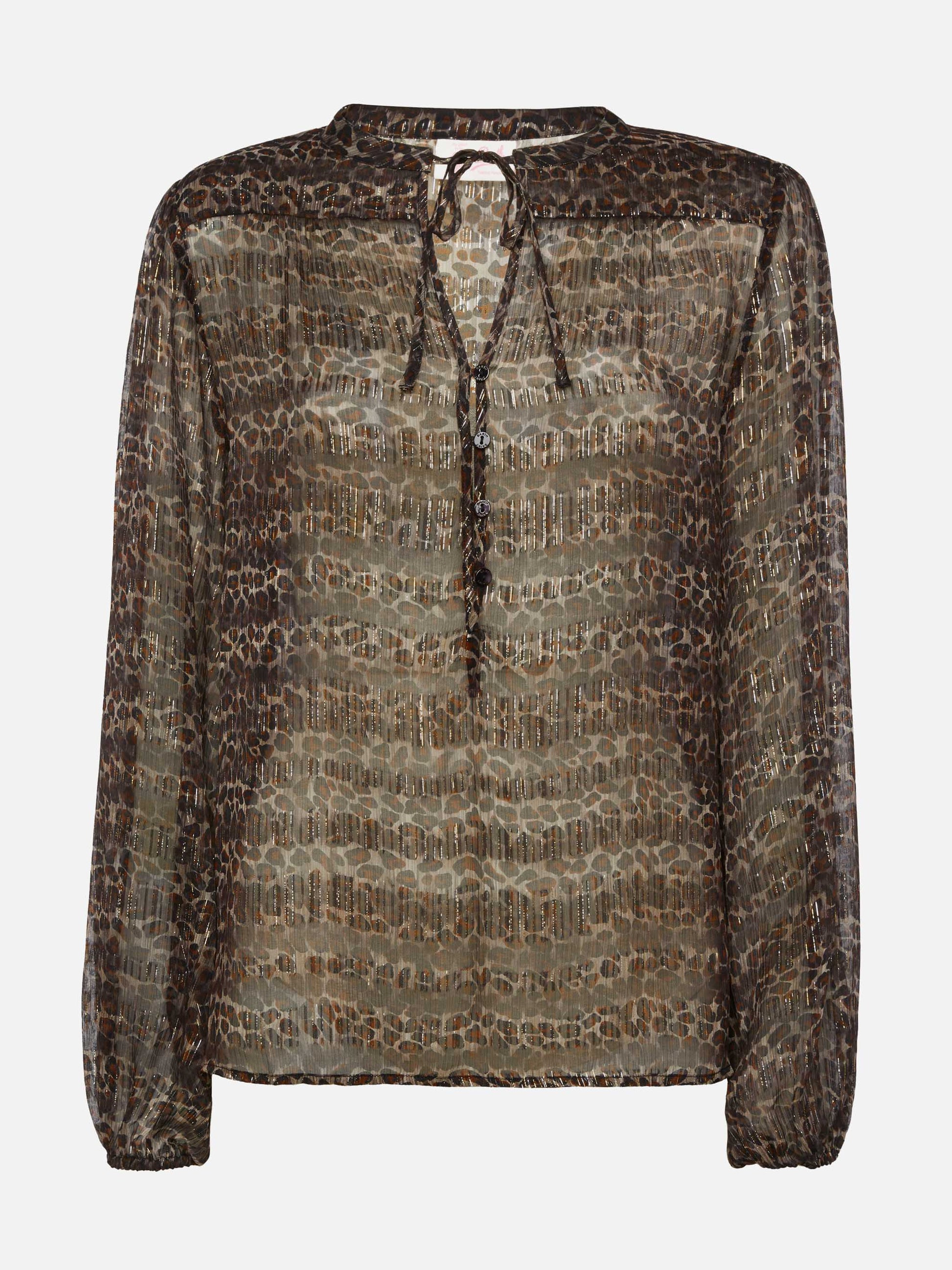 Harper silk voile blouse in lurex silk voile with animalier print - MC2 Saint Barth