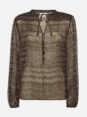 Harper silk voile blouse in lurex silk voile with animalier print - MC2 Saint Barth
