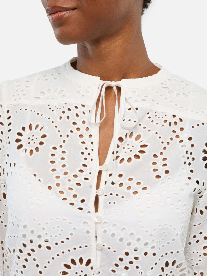 Harper blusa in Sangallo bianco