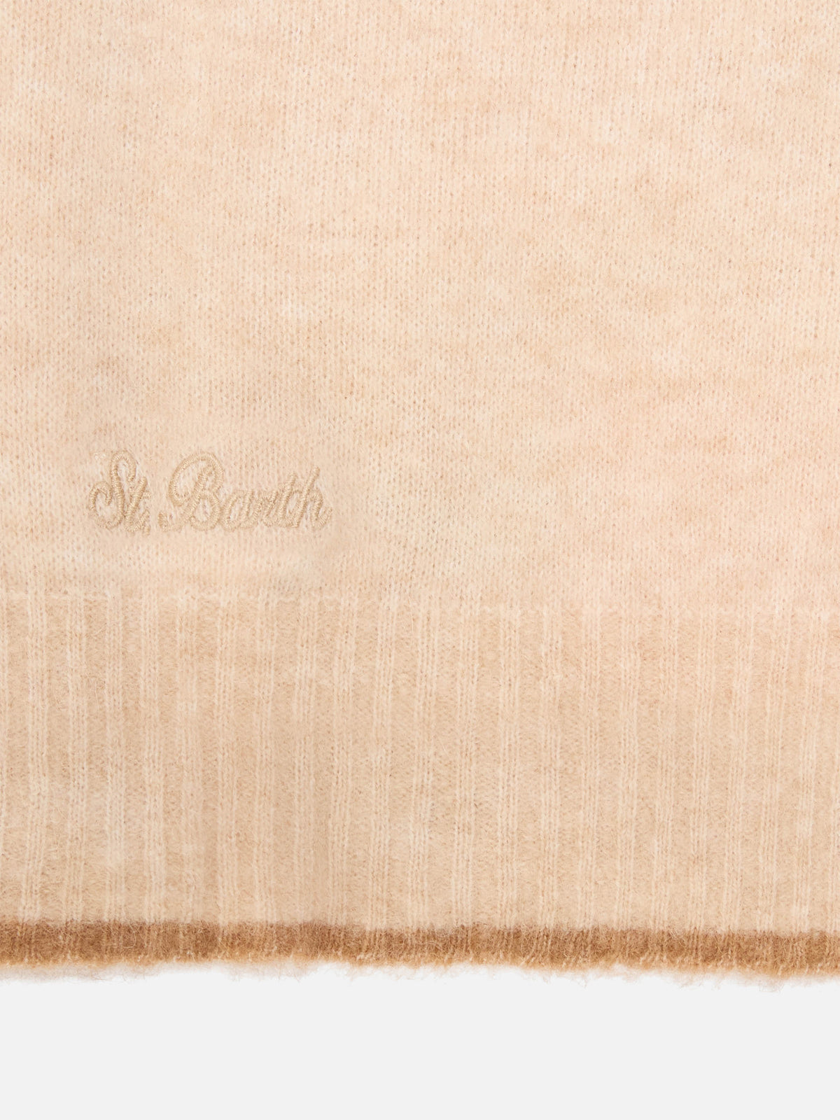 Beige Harlow alpaca blend hood with contrasting trim
