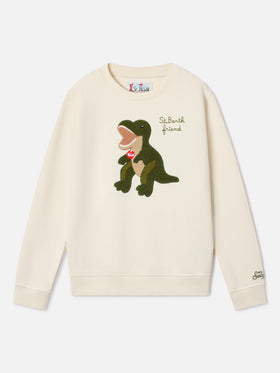 Sweat-shirt Hutton coloris crème en mélange de coton avec patch éponge dinosaure | Special edition 